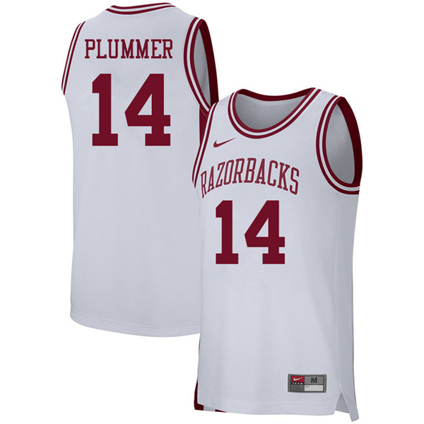 Men #14 JT Plummer Arkansas Razorbacks College Basketball 39:39Jerseys Sale-White